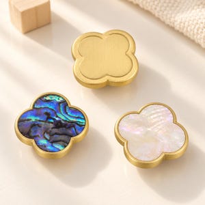 Four Petal Clover Cabinet Knob, Matte Brass or Iridescent Drawer and Wardrobe Hardware