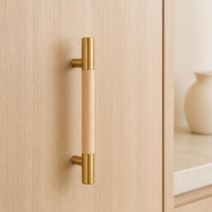 White Ash Cabinet Pull, Brass Drawer Handle or Single Hole Knob, Wardrobe and Kitchen Hardware