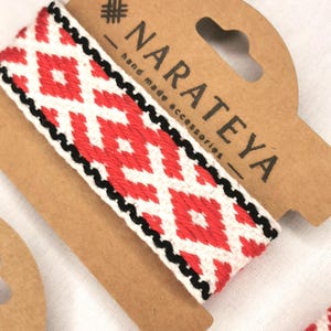Handwoven Cotton Bracelet with Metal Clasp  – Tablet Woven Accessory