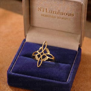 Heksenknoop kruisring, Keltisch geïnspireerde zigeunerziel, spiritueel accessoire, ambachtelijke ring, heksenkruis geluk, Wicca beschermingsring cadeau