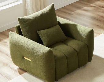 Sillón auxiliar de bouclé extragrande / Muebles de salón con asiento profundo y tapizados en tela Cloud Teddy