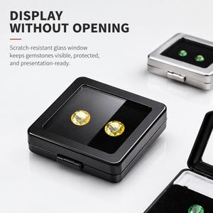 Metal Gemstone Display Box for Loose Stones, Crystal Storage Case,Self-Locking,Metal Silver-Plated Electroplated,stone box