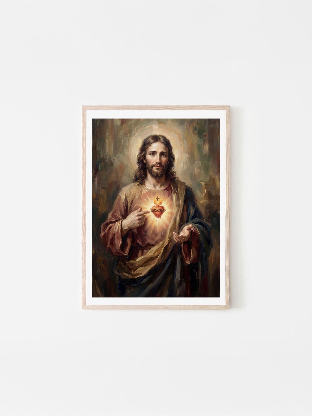 Sacred Heart of Jesus Printable Art, Catholic Religious Painting ...
