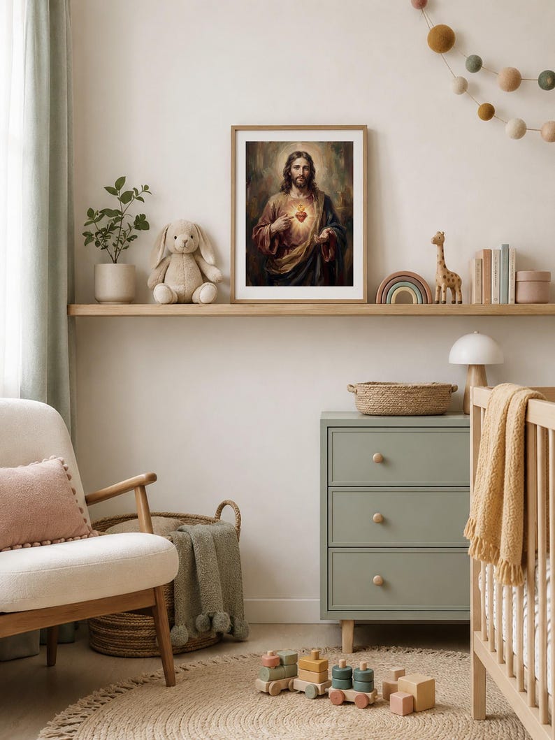 Sacred Heart of Jesus Printable Art, Catholic Religious Painting ...