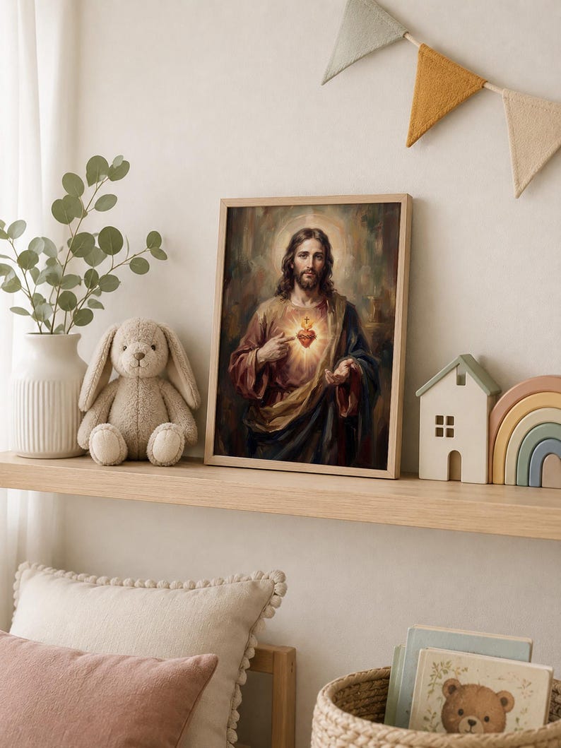 Sacred Heart of Jesus Printable Art, Catholic Religious Painting ...