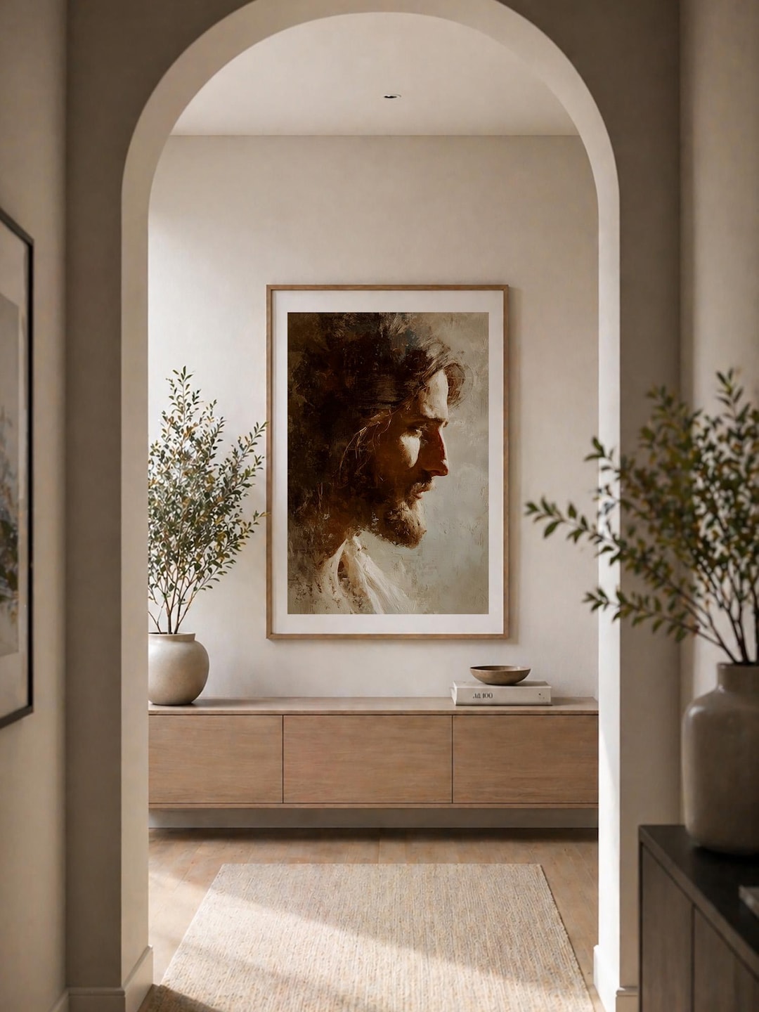 Abstract Jesus Portrait Print, Neutral Christian Wall Art (digital ...