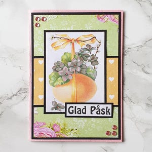 Glad Påsk, Påskhälsning, Handgjort kort, Kort Med Svensk Text, Happy Easter, Easter Greeting, Handmade Card