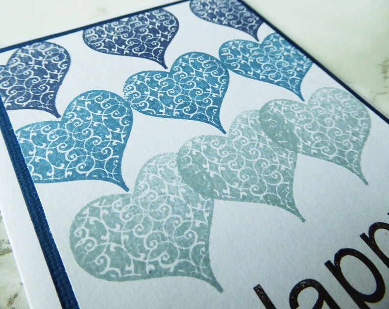 Blue Hearts Valentine, I'm Blue For You, Handmade Valentine 's Day, Handmade Valentine Card, Lots of Hearts For You, Card for Valentine Gift image 4