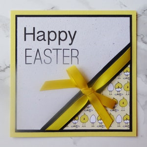 Happy Easter, Handmade Easter Card, Chicken and Eggs, Yellow and White, Easter Gifts, Clean and Simple, For Him Her Family Friends