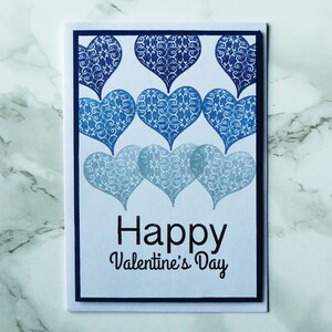 Blue Hearts Valentine, I'm Blue For You, Handmade Valentine 's Day, Handmade Valentine Card, Lots of Hearts For You, Card for Valentine Gift image 1