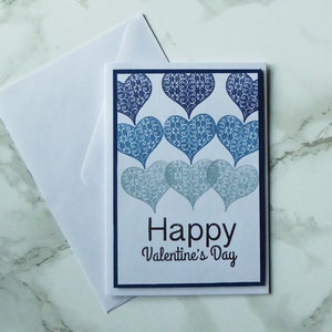 Blue Hearts Valentine, I'm Blue For You, Handmade Valentine 's Day, Handmade Valentine Card, Lots of Hearts For You, Card for Valentine Gift image 7