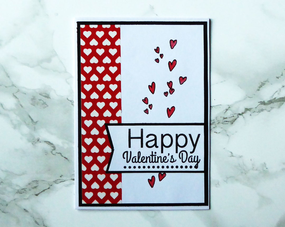 Handmade Happy Valentines Day Card With Red Hearts - Etsy