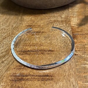 Sterling Silver Twisted Sparkle Cuff | Diamond Dust Twist Bangle | Adjustable Silver Cuff | Dainty Silver Bangle Women | Stacking Bangle