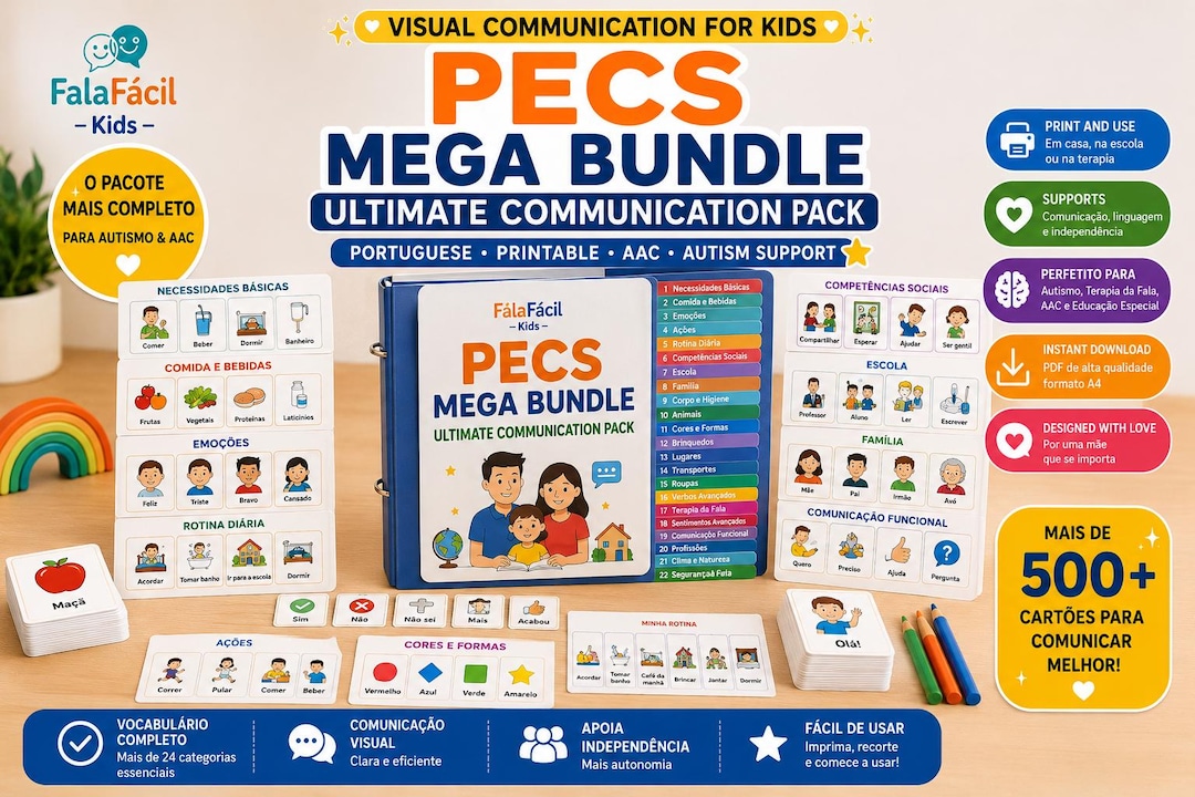 PECS Mega Bundle Portuguese Printable | AAC Autism Communication Cards ...