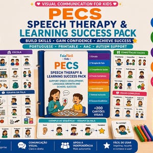Pode incluir: Um Pack PECS para Terapia da Fala e Sucesso na Aprendizagem para crianças. Inclui materiais para impressão, auxílios visuais e mais de 200 cartões visuais. Apoia o desenvolvimento da linguagem e o autismo. Ilustrações coloridas.