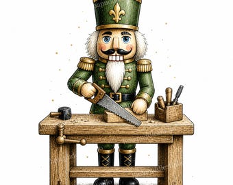 20 Nussknacker-Spielzeugwerkstatt-Cliparts, weihnachtliche Aquarell-JPGs, digitaler Download, kommerzielle Nutzung