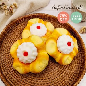Raspberry Bread Squishy Toy, Slow-Rise Fidget, Bakery Squeeze Toy (1pc)