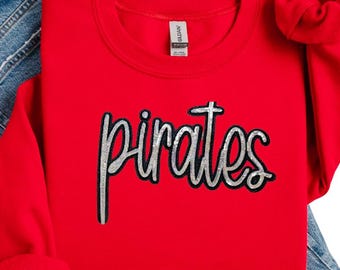 Sequin Pirates Patch:  11" Silver Glitter Iron-On, DIY