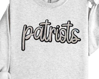 Sequin Patriots Patch:  11" Silver Glitter Iron-On, DIY