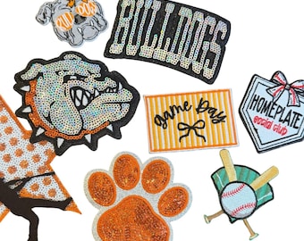Bulldog Patch Bundle, Orange Bulldog Iron-On Patches