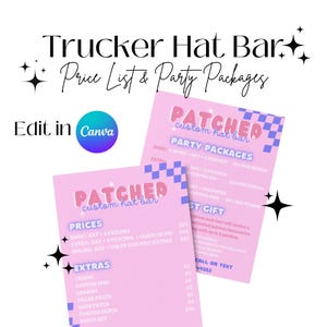 Trucker Hat Bar Template: Price List & Party Packages