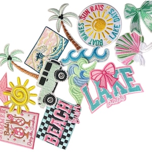 Beach Patches - Summer Patches- Beach Bundle Patches - Boat Life Patches - Jeep Girly Iron On Patch - Surfer Girl Patch - Sunshine Patch