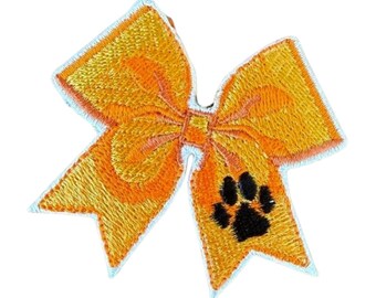 Orange Bow Patch with Black Paw