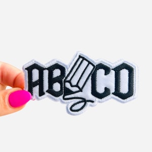 ABCD Embroidered Iron On Patch - Teacher Kindergarten Patch