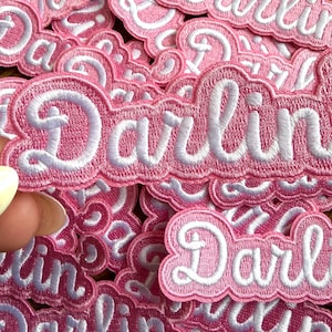 Girly Patches, Darlin Iron On Patch, Pink Embroidered Patches