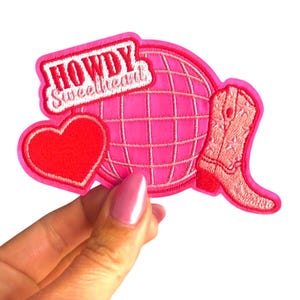 Howdy  Patch, Howdy Sweatheart Patch, Howdy Embroidered Patches, Western Iron On, Pink Howdy Patch, Cowgirl Iron On Patch