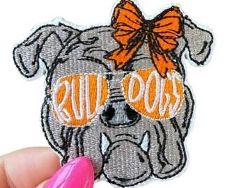 Bulldog Embroidered Patch, Iron-On Bulldog Appliqué