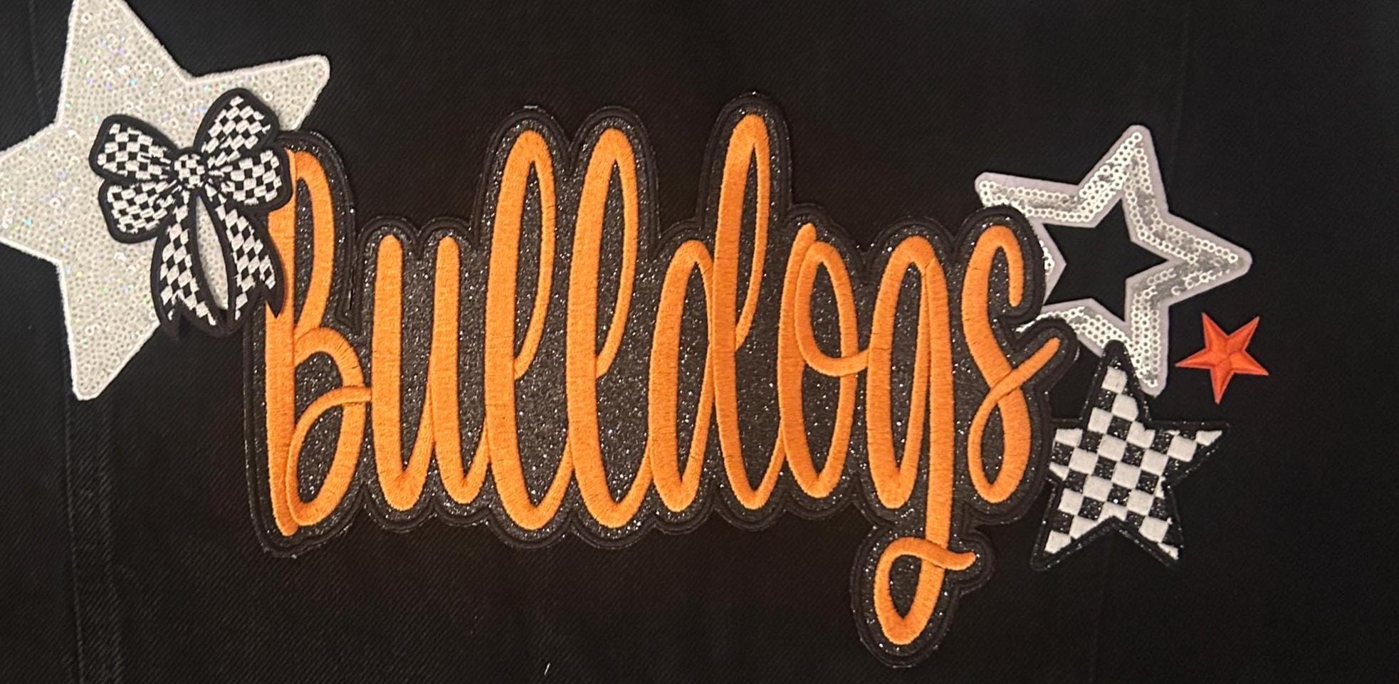 Large Orange Bulldogs Cursive Iron on Patch, Mascot Patches - Etsy