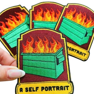 Funny Iron On Patch - Dumpster Fire Patch -  Embroidered Patches - Iron On Patches for Jackets - Patches for Men