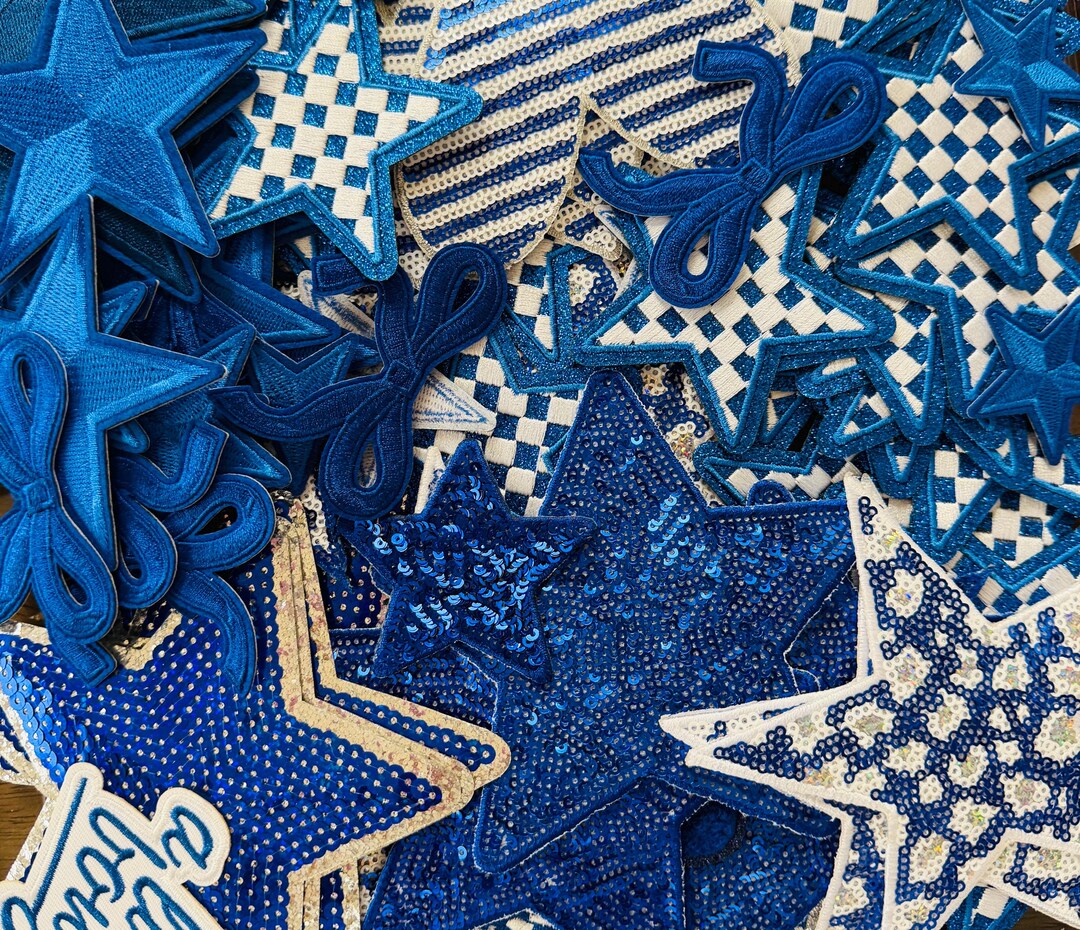 Blue Iron on Patches, Bundle of Blue Patches, Filler Patches - Etsy