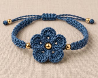 Schema per braccialetto all'uncinetto con fiori, margherite, tutorial dell'amicizia, gioielli boho regolabili (download PDF)