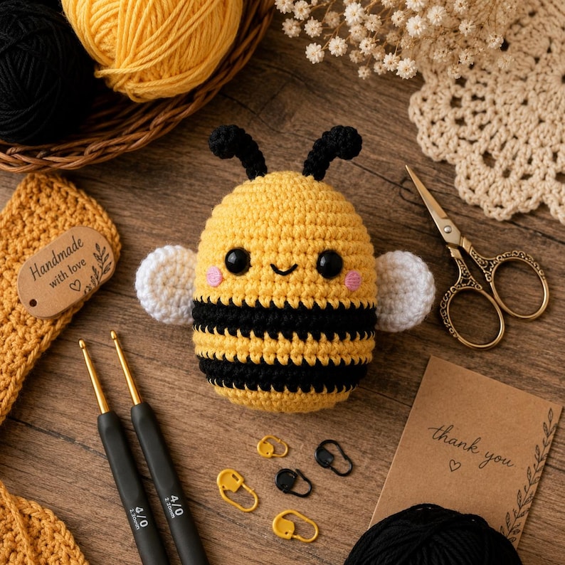 Amigurumi Bee Crochet Pattern PDF, Kawaii Bumble Bee Plush Toy Tutorial ...