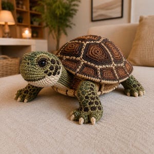Realistic Crochet Turtle Pattern PDF | Lifelike Tortoise Amigurumi Tutorial | Woodland Turtle Plush | Digital Download