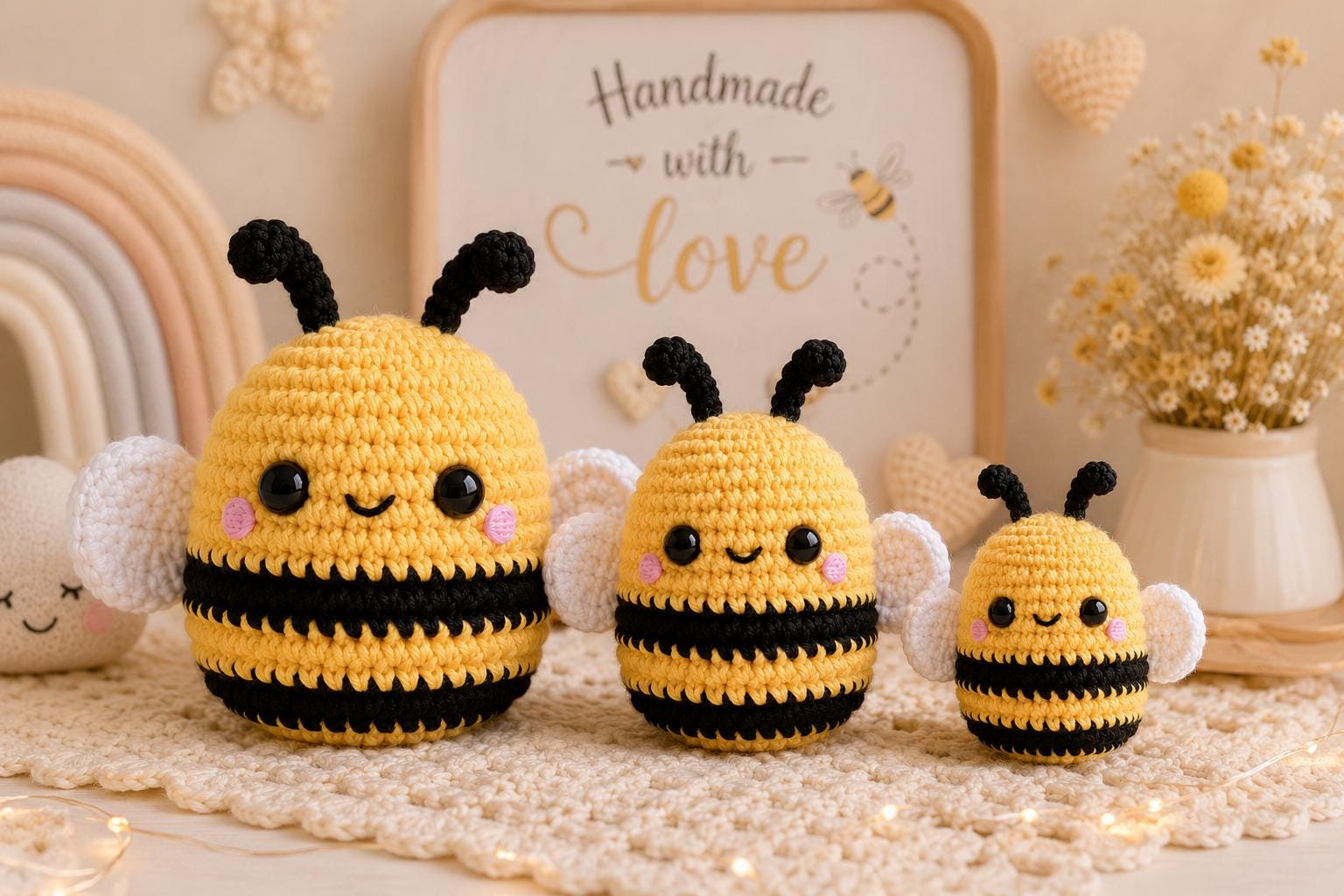 Amigurumi Bee Crochet Pattern PDF, Kawaii Bumble Bee Plush Toy Tutorial ...