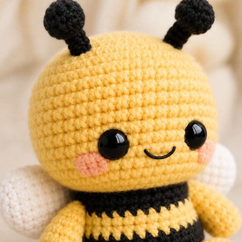 Amigurumi Bee Crochet Pattern PDF, Kawaii Bumble Bee Plush Toy Tutorial ...
