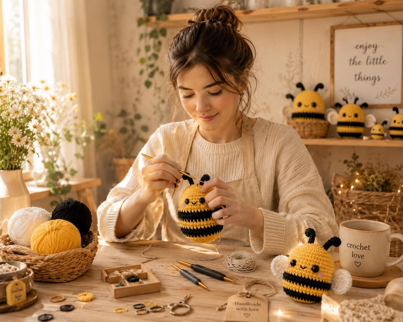 Amigurumi Bee Crochet Pattern PDF, Kawaii Bumble Bee Plush Toy Tutorial ...