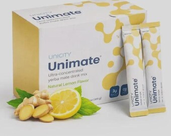 Unimate Yerba Mate Drink Mix | Natural Lemon Flavor, Herbal Energy Sachets