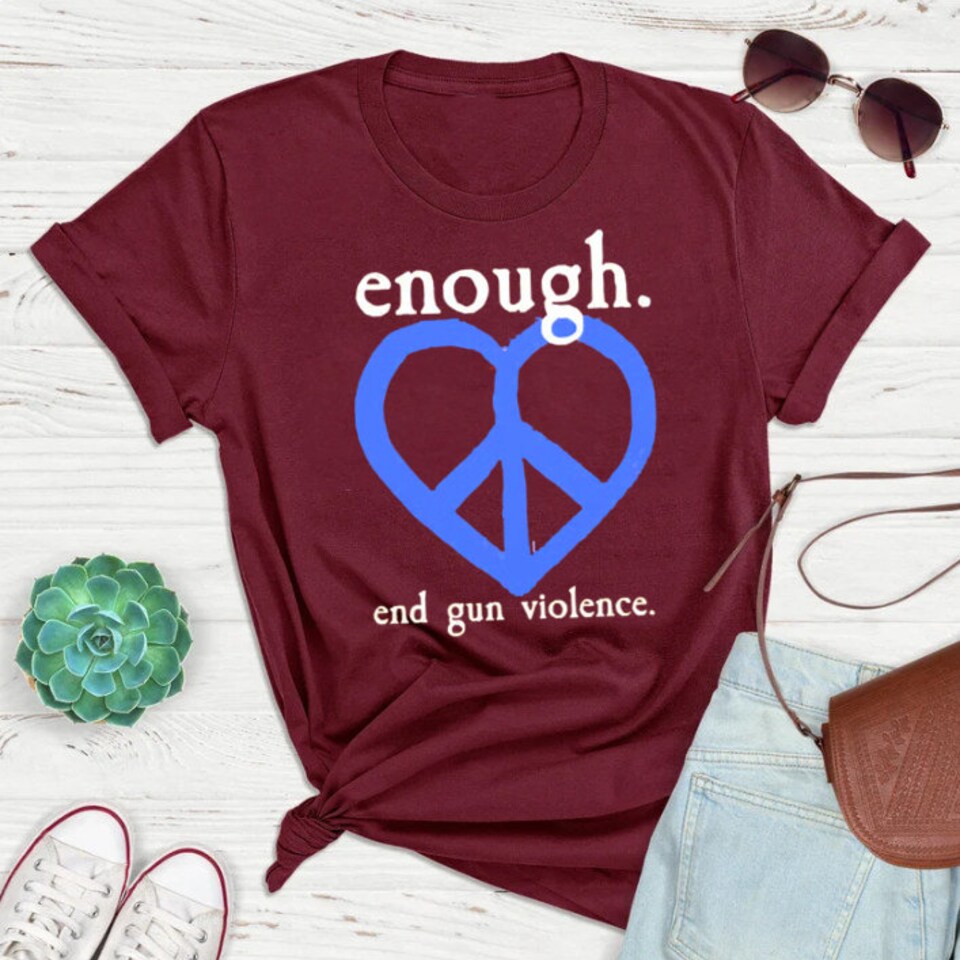 Enough End Gun Violence Heart Peace Sign T-Shirt