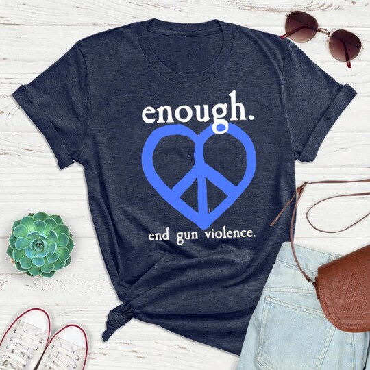 Enough End Gun Violence Heart Peace Sign T-Shirt