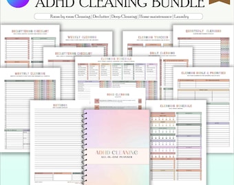 ADHD Cleaning Planner Bundle: Daily, Weekly, Monthly Schedules (Printable PDF)