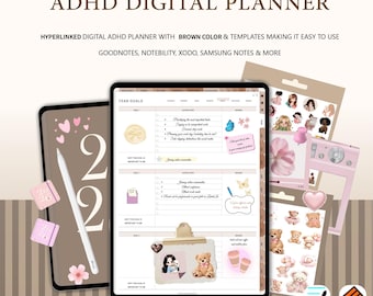 Agenda numérique TDAH | Non daté Goodnotes iPad Quotidien Hebdomadaire Mensuel (Téléchargement numérique)