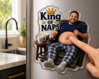 Custom Face King Of Nap Squishy Belly Magnet, Personalized Dad Belly Fridge Magnet, Funny Dad Gift, Custom Father's Day Gift For Husband