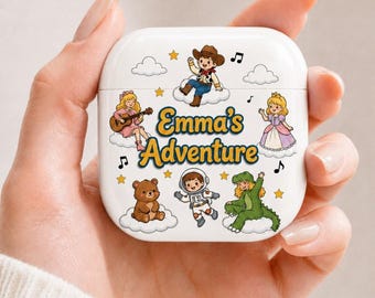 Custom Toy Story Blue Cloud Sky Airpods Case, Toy Story 5 Friendship Airpods Case, Jessie Woody BuzzCase Cover, Disneyworld Toy Story 5 Gift