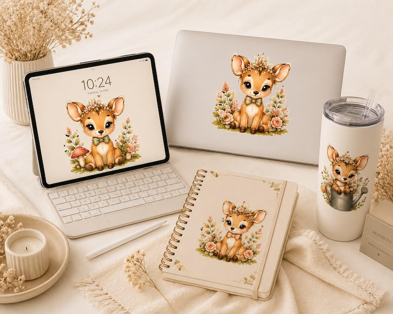 Mega Bundle 350+ Woodland Animal Watercolor PNG , Forest Creatures Nursery Clipart (Digital Download) image 15