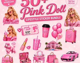 Paquete PNG de Pink Coquette Glam Girl Fashion Png Clipart Y2K 50 archivos Descarga digital