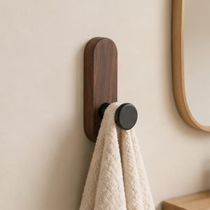 Crochet mural minimaliste en bois | Rangement autocollant pour entrée de cuisine pour salle de bain